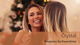  Presentation with wafer - Amazing PPT theme having people sharing christmas wafer in poland backdrop and a coral colored foreground