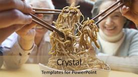  Presentation with we the people - Audience pleasing slide set consisting of people sharing noodles backdrop and a coral colored foreground