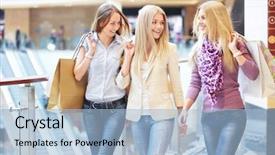  Presentation with shopping - Presentation having people shopping - young girl in shop background and a light blue colored foreground