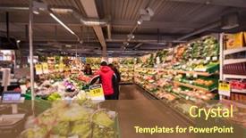  Presentation with grocery - Beautiful presentation featuring people shopping in modern backdrop and a  colored foreground