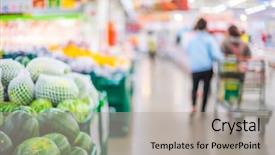  Presentation with economy - Cool new slide deck with thailand economy - blur background of people shopping backdrop and a light gray colored foreground