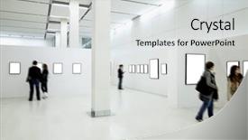  Presentation with museum - Slides consisting of people silhouettes in the museum background and a light gray colored foreground