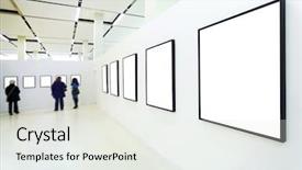  Presentation with museum - Presentation theme having people silhouettes in the museum background and a light gray colored foreground