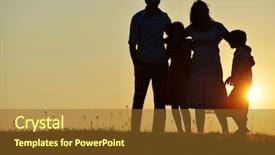  Presentation with meadow - Cool new presentation with people silhouettes on summer sunset backdrop and a tawny brown colored foreground