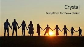  Presentation with meadow - Amazing presentation theme having people silhouettes on sunset meadow backdrop and a mint green colored foreground