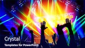  Presentation with dancing silhouettes - Colorful presentation enhanced with people silhouettes raise up hand backdrop and a navy blue colored foreground