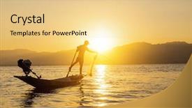  Presentation with legal action - Slides having people sillouette - fisherman of lake in action background and a blonde colored foreground