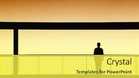 Presentation with modern building - Amazing theme having people sillouette - worker inside the modern building backdrop and a  colored foreground