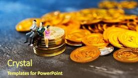  Presentation with people - Cool new PPT layouts with people sitting above digital currency backdrop and a tawny brown colored foreground