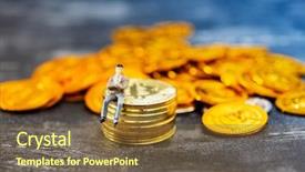  Presentation with people voting election - Amazing PPT theme having people sitting above digital currency backdrop and a tawny brown colored foreground