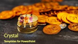  Presentation with digital - Colorful slide set enhanced with people sitting above digital currency backdrop and a tawny brown colored foreground