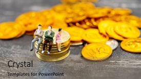  Presentation with currency devaluation rupee - Audience pleasing PPT theme consisting of people sitting above digital currency backdrop and a coral colored foreground