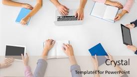  Presentation with group discussion - Theme with people sitting at table background and a lemonade colored foreground