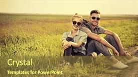  Presentation with people helping each teamwork couple - PPT theme consisting of people sitting by the highway background and a tawny brown colored foreground