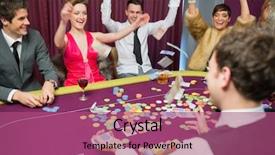  Presentation with poker - Presentation theme with people sitting celebrating at poker background and a violet colored foreground