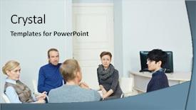  Presentation with mentor - Presentation with people sitting in circle background and a sky blue colored foreground