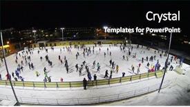  Presentation with ice rink - Audience pleasing PPT layouts consisting of feast herod - people skate on big ice backdrop and a black colored foreground