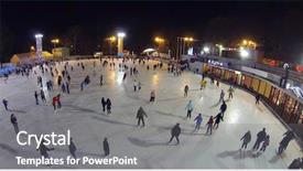  Presentation with ice rink - PPT theme with people skate on big rink background and a gray colored foreground
