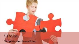  Presentation with red puzzle - Presentation theme featuring two red jigsaw puzzle pieces background and a red colored foreground