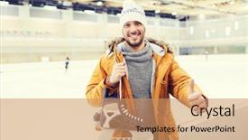  Presentation with ice rink - Audience pleasing PPT layouts consisting of iceskating - people sport gesture and leisure backdrop and a coral colored foreground