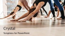  Presentation with exercises - Theme consisting of people standing and doing yoga background and a soft green colored foreground