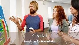  Presentation with contemplating - Amazing presentation having people standing in a gallery backdrop and a coral colored foreground