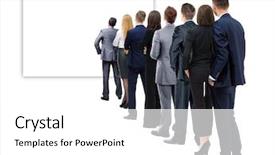  Presentation with team group - Audience pleasing PPT layouts consisting of people standing long line - back view of a group backdrop and a white colored foreground
