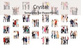  Presentation with five business people standing together and smiling - Beautiful slide set featuring people standing long line - together we stand many colleagues backdrop and a lemonade colored foreground