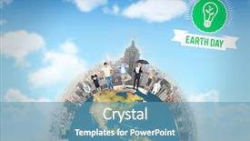  Presentation with world - Slide set enhanced with people standing on the world background and a  colored foreground