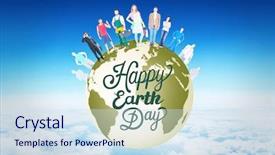  Presentation with altitude - Slides with people standing on the world background and a  colored foreground