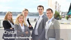  Presentation with fair trade - Cool new slides with happy male volunteer pointing at tshirt with friends in background backdrop and a light gray colored foreground