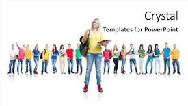  Presentation with college-students - Beautiful presentation theme featuring  backdrop and a  colored foreground