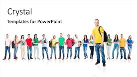  Presentation with teenagers - Slide set with large group of teenagers isolated on white background many different people standing together school education college university concept background and a white colored foreground