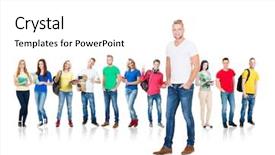  Presentation with racial group high school students - Theme featuring people standing together school education background and a white colored foreground