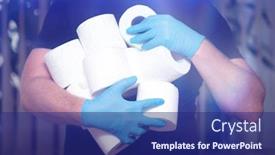  Presentation with toilet - Audience pleasing PPT layouts consisting of people-stocking-up-toilet-paper backdrop and a navy blue colored foreground