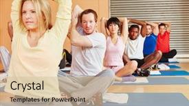  Presentation with lost people matter to god - Audience pleasing slide deck consisting of people stretching during fitness class backdrop and a  colored foreground