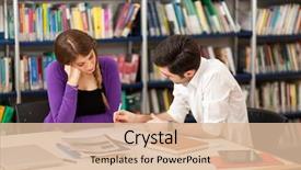  Presentation with people and hr - Slide set featuring people studying in a library background and a lemonade colored foreground