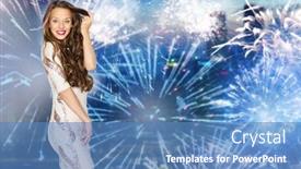  Presentation with fancy dress - Presentation theme with holidays hairstyle and fashion concept background and a teal colored foreground