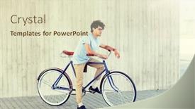  Presentation with man riding big bike motor - Cool new PPT layouts with people-style-leisure-and-lifestyle backdrop and a soft green colored foreground