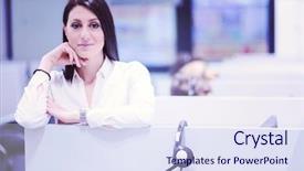  Presentation with veteranian job - Audience pleasing slide deck consisting of people support - young smiling female call centre backdrop and a sky blue colored foreground