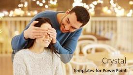  Presentation with dating - Beautiful presentation design featuring people-surprise-and-dating-concept backdrop and a lemonade colored foreground