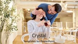  Presentation with dating - Presentation theme enhanced with people surprise and dating concept background and a coral colored foreground