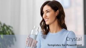  Presentation with young happy people smiling - PPT theme consisting of people-sustainability-and-leisure-concept background and a light blue colored foreground