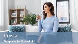  Presentation with young happy people smiling - Colorful PPT theme enhanced with people-sustainability-and-leisure-concept backdrop and a teal colored foreground