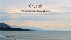  Presentation with calm sea - PPT theme featuring people-swimming-in-calm-mediterranean background and a lemonade colored foreground