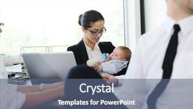  Presentation with mom baby - Slides having people taking care of baby background and a ocean colored foreground