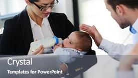  Presentation with mom baby - Theme enhanced with people taking care of baby background and a gray colored foreground