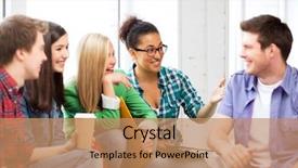  Presentation with students - Audience pleasing theme consisting of people talking - education concept - students communicating backdrop and a coral colored foreground