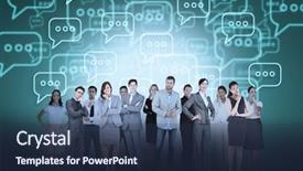  Presentation with composite - PPT theme consisting of people talking bubbles - digital composite of business team background and a  colored foreground