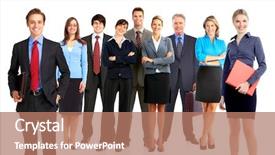  Presentation with team group - Slide deck consisting of people team isolated over white background and a  colored foreground